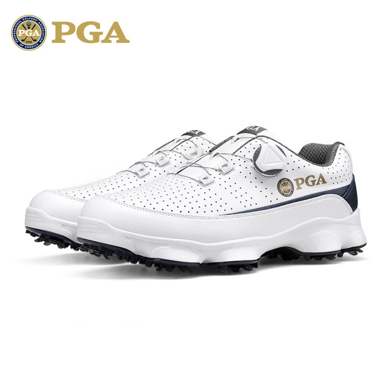 美国PGA 新品 高尔夫男士球鞋 透气鞋子 防滑活动钉男鞋 旋转鞋带
