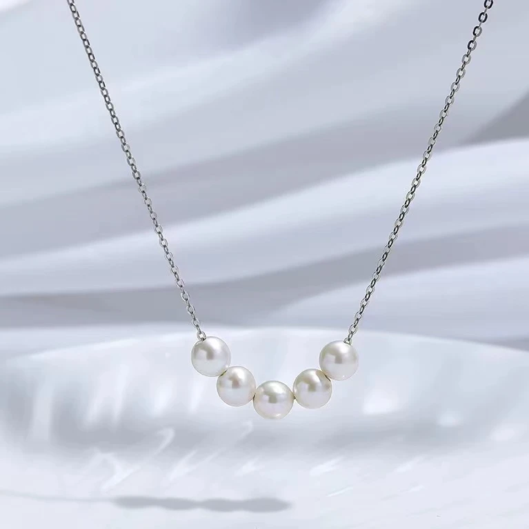 白色微笑珍珠项链(6-7mm)S925银链