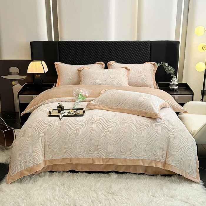 轻奢 双面加厚牛奶绒四件套冬季保暖法兰绒床品床单被套