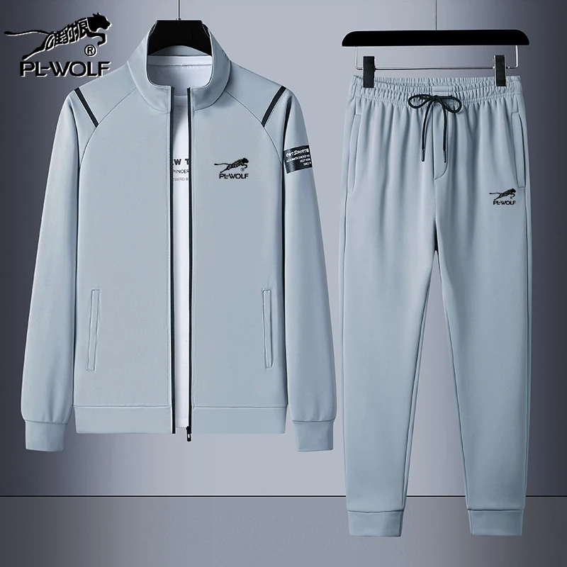 雄豹狼男士运动套装春秋季新款时尚百搭外套大码宽松休闲服两件套