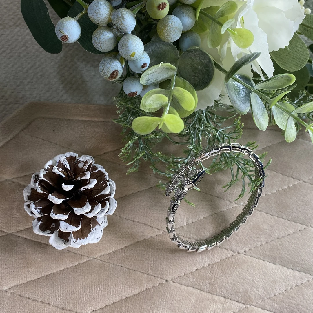 潮流银色蛇满钻手镯气质轻奢时尚百搭经典SSZ01