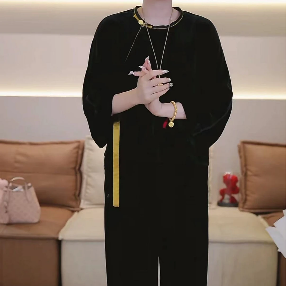 诠释国风经典！新中式丝绒衣服F106010002