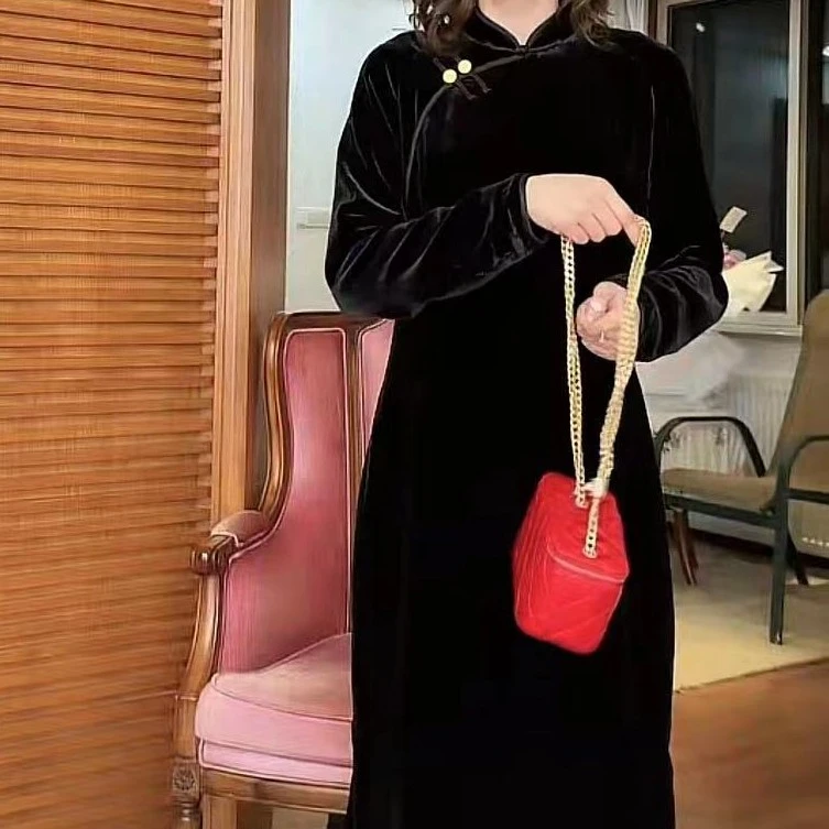 任何马甲都可以随意搭配的丝绒连衣裙！FF21836