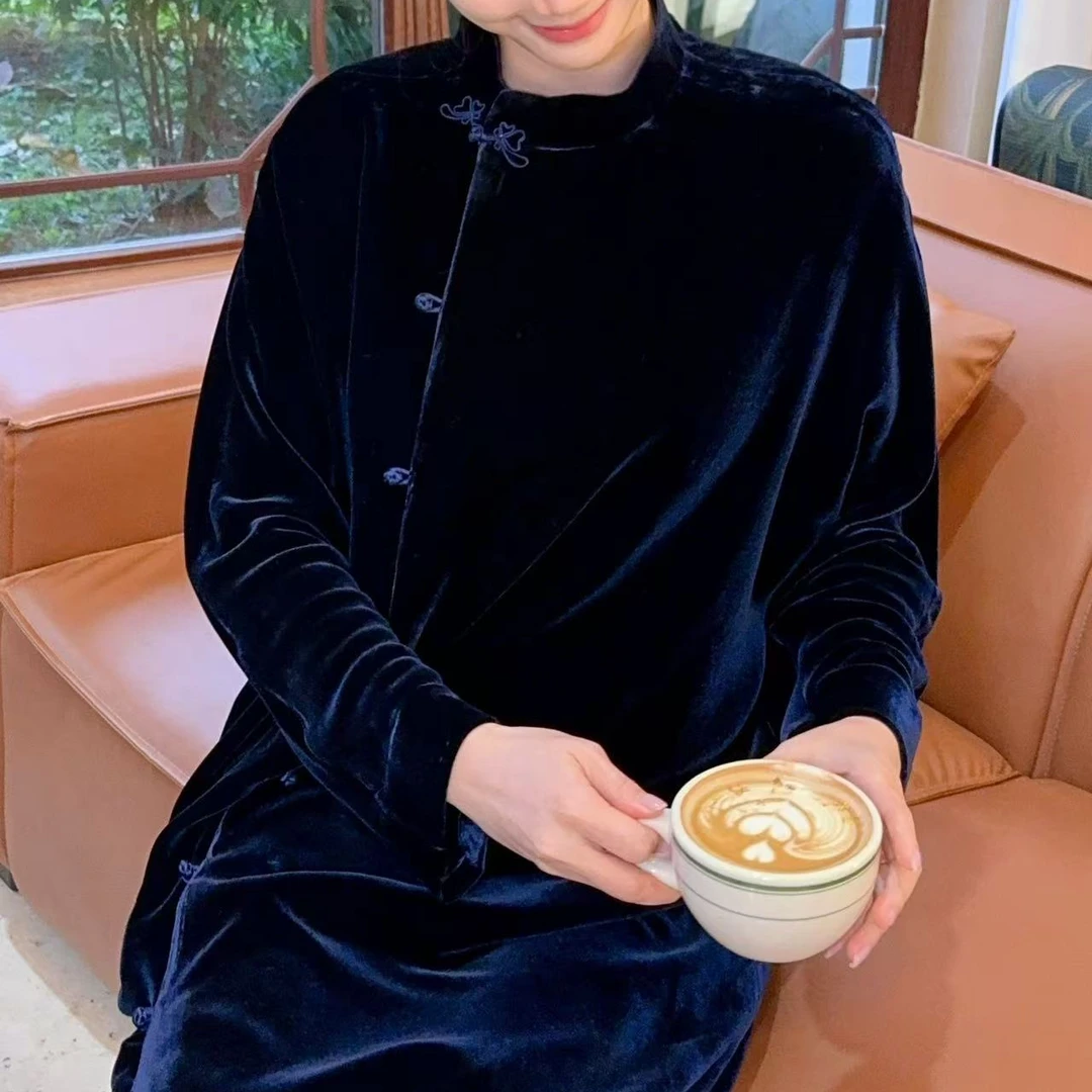 国风新中式丝绒连衣裙F111030124