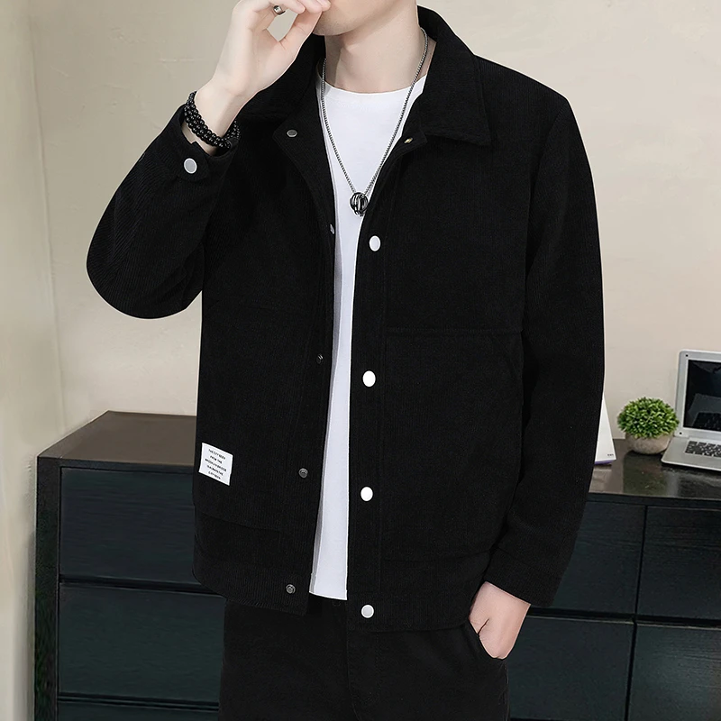 NASA外套男士秋冬新款中青年灯芯绒翻领夹克百搭休闲加厚宽松潮流