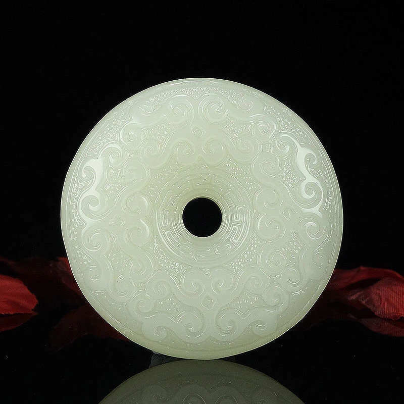 天然和田玉平安扣龙纹仿古手工雕刻吊坠男款平安车挂好玉女款挂件