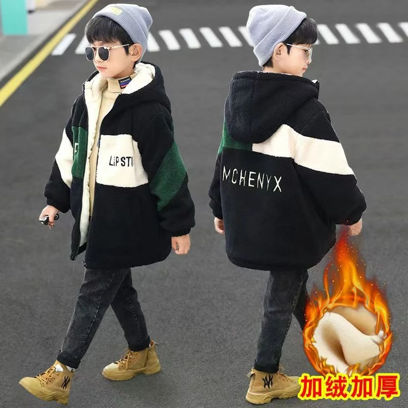 男童棉衣2025新款秋冬加绒外套加厚羊羔绒冬款棉衣保暖中大童棉服