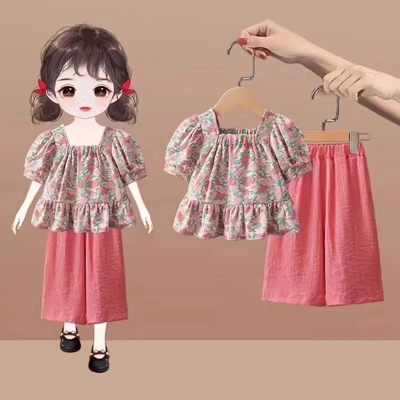 女童洋气套装夏季2024新款网红夏款儿童衣服宝宝夏装时髦短袖