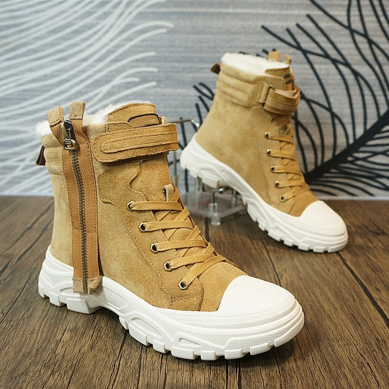 4-30 牛皮 羊毛一体 女士马丁靴