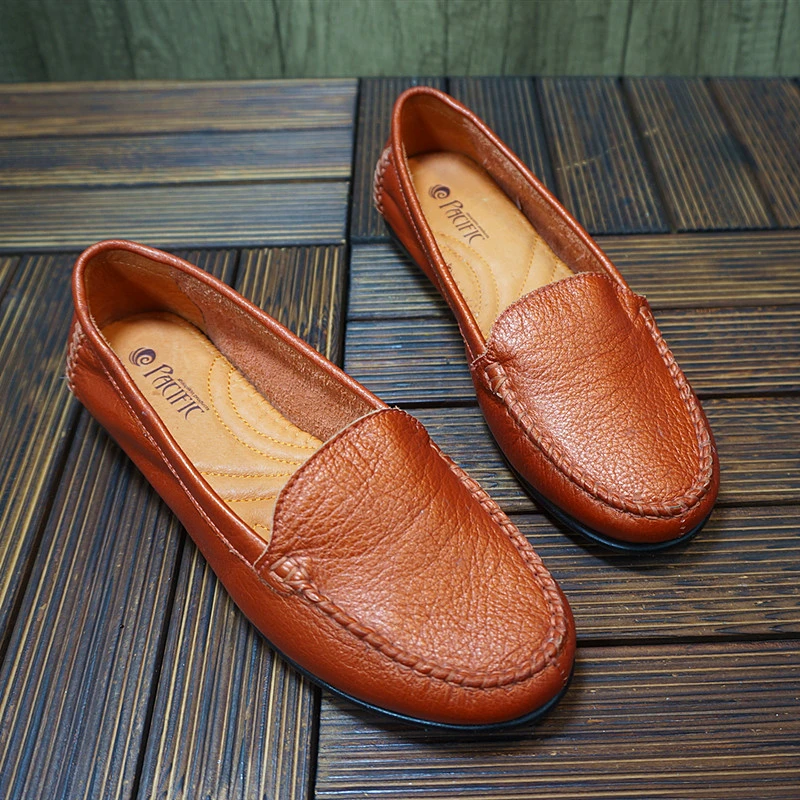 新款真皮女士单鞋 浅口鞋 套脚豆豆鞋 平跟女鞋 34-15