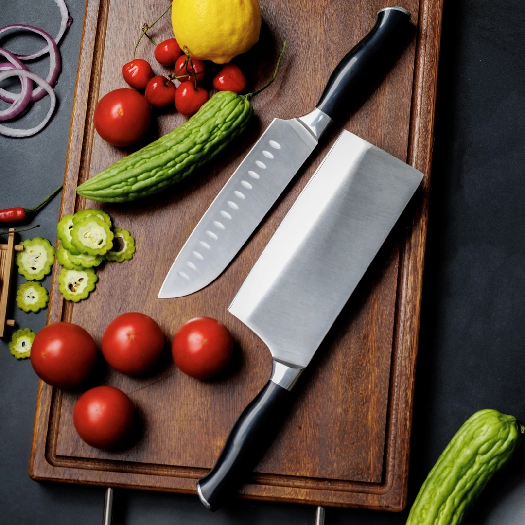 家用厨师用日常中式厨房用超快锋利菜刀熟食刀水果刀实用两件套