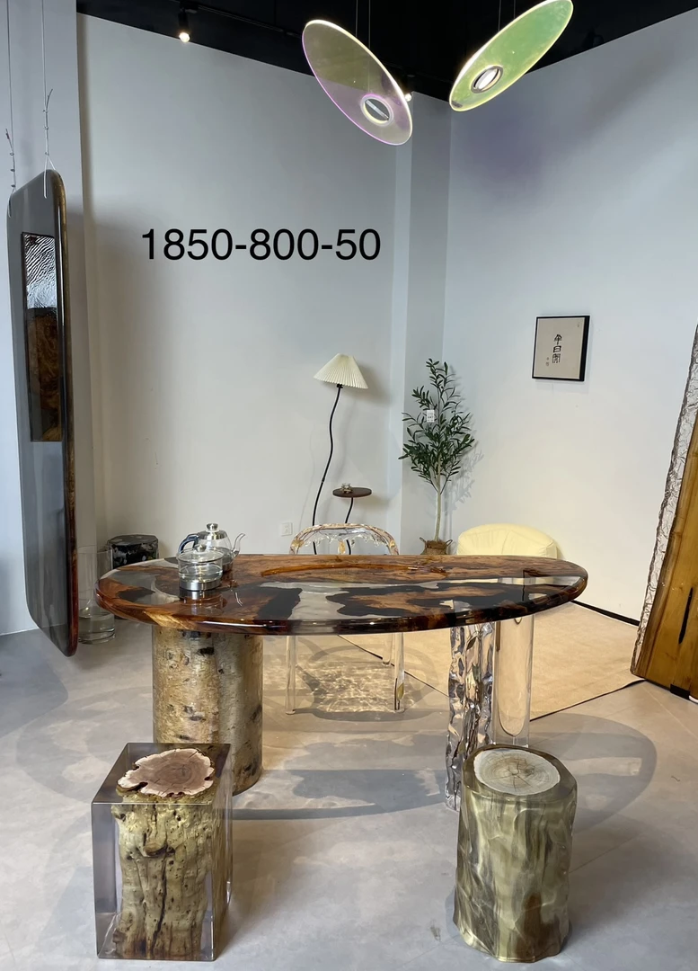 高端黄金樟异形湿泡茶桌新中式轻奢简约艺术客厅茶室大堂办公居家