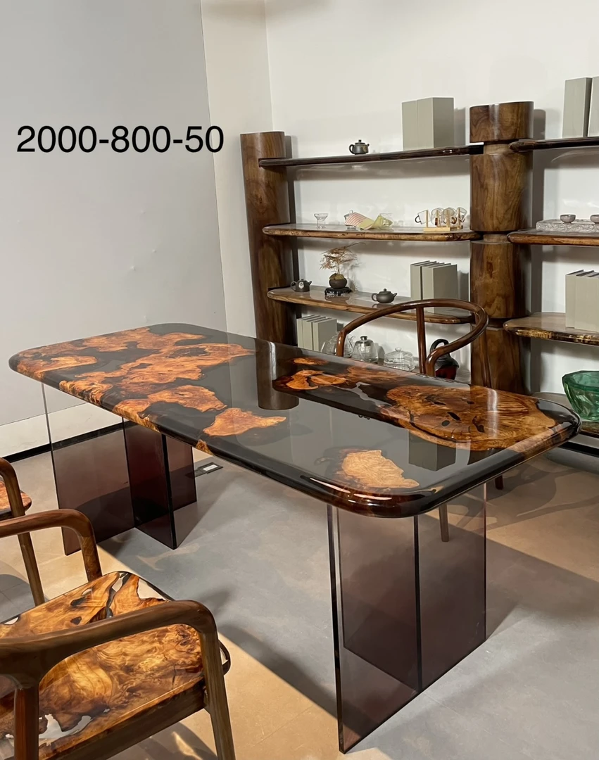 高端黄金樟透灰茶桌新中式轻奢简约艺术茶室阳台卧室质感茶空间