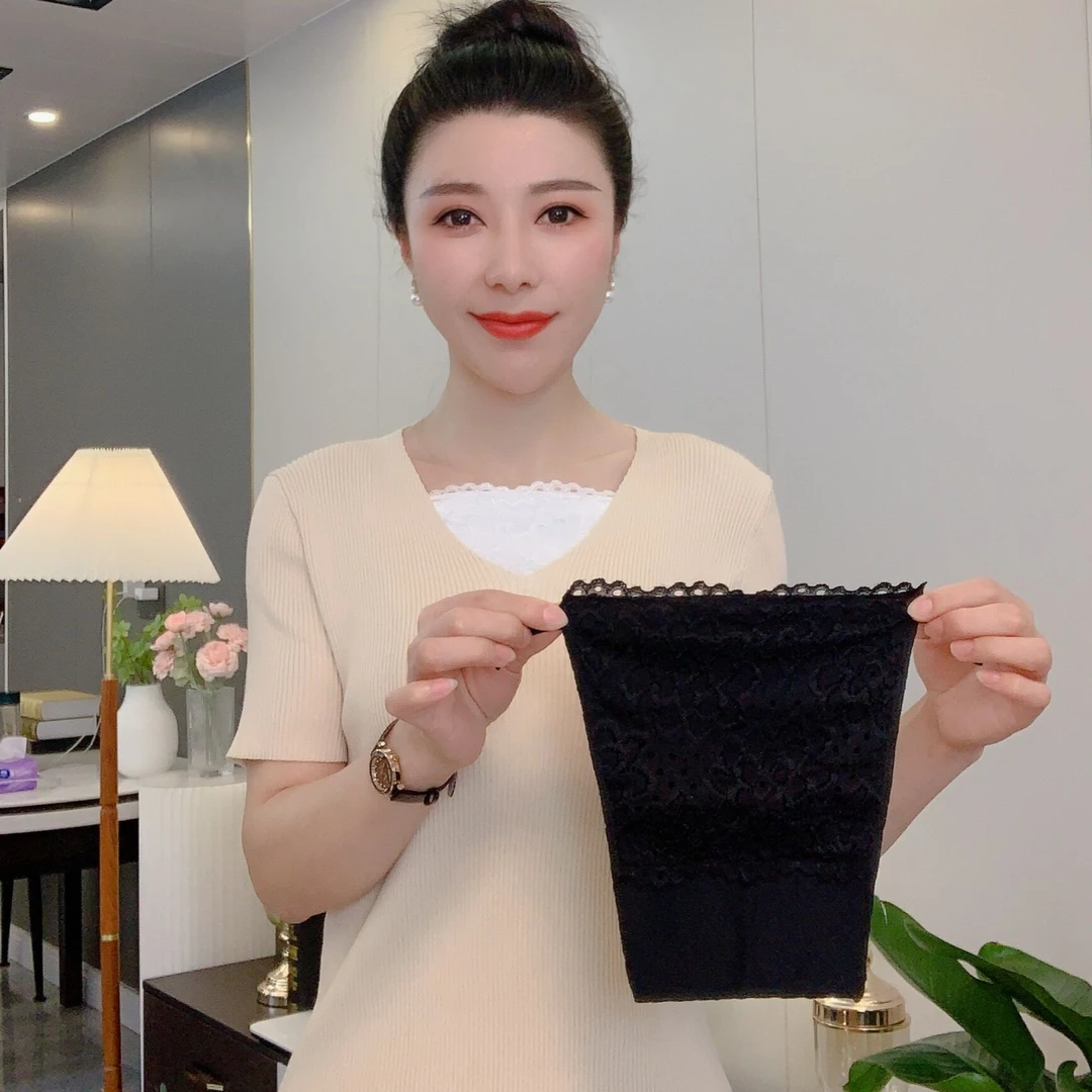 新款女士夏季v领防走光一片式蕾丝花无痕遮挡胸布打底假领子