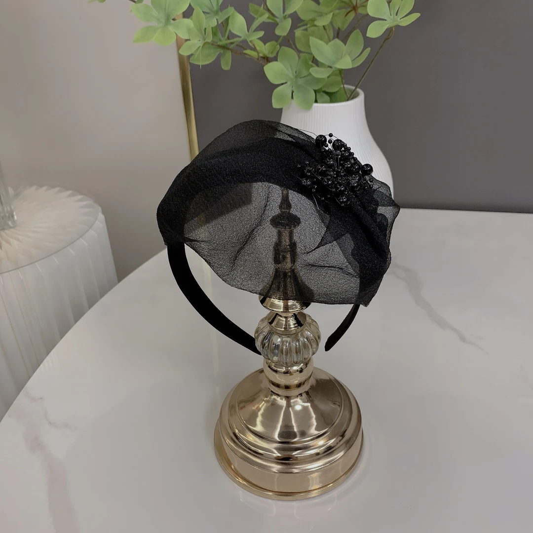 【加宽升级版】网纱轻薄串珠遮白发洋气发帽