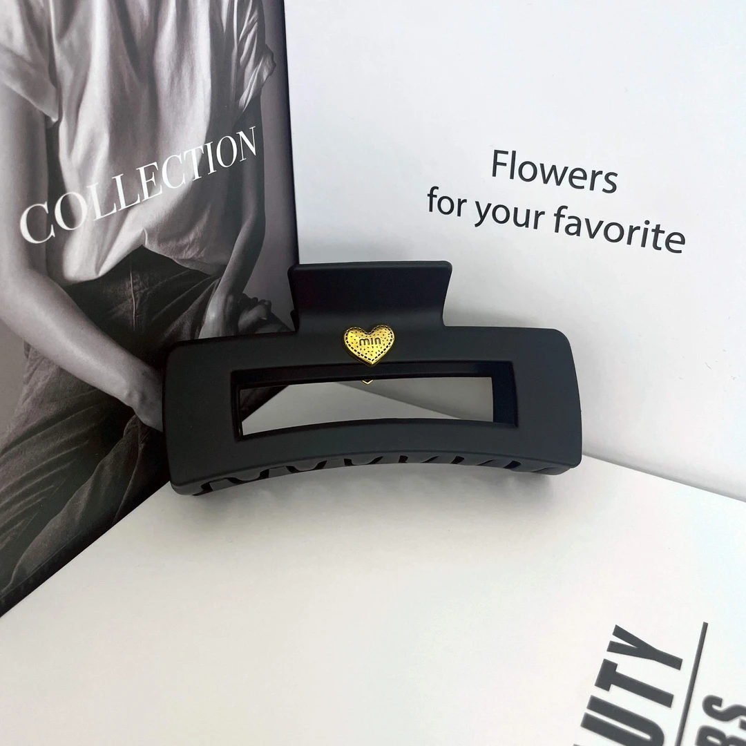 SANSEN/小众设计方块磨砂爱心Min定制款抓夹百搭ins优雅发饰发夹