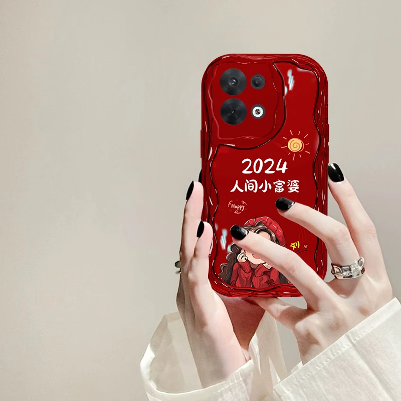 OPPO Reno8人间小富婆手机壳姓氏定制奶油硅胶全包防摔女款软壳