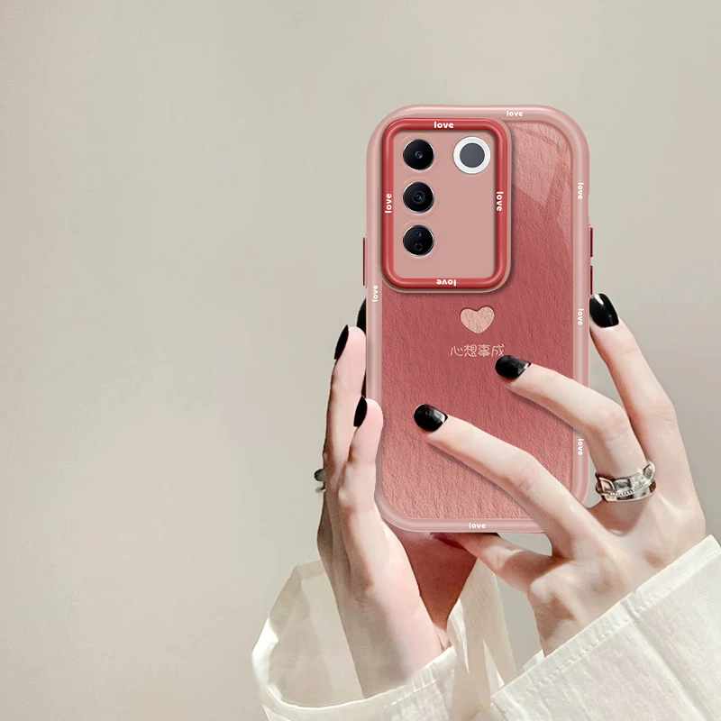 适用于vivo S16心想事成手机壳简约奶油全包硅胶网红防摔女款ins