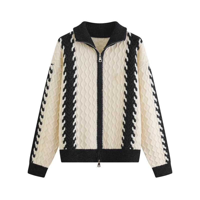 BAOFAHU-2024新款小香风轻奢气质翻领撞色拉链外套气质百搭-55390