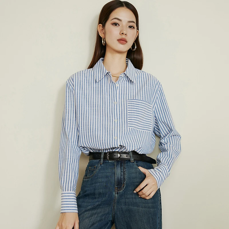 【断码清仓拼手速】冬衬衣条纹清新衬衫女24092533