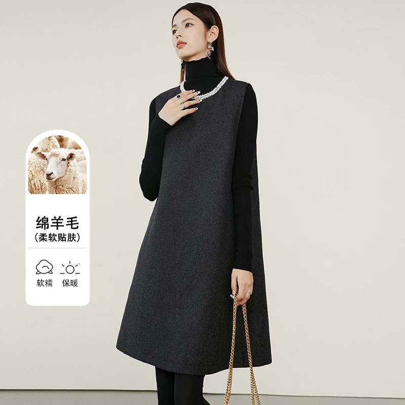 晚白【专享】冬裙子韩系无袖连衣裙24102812