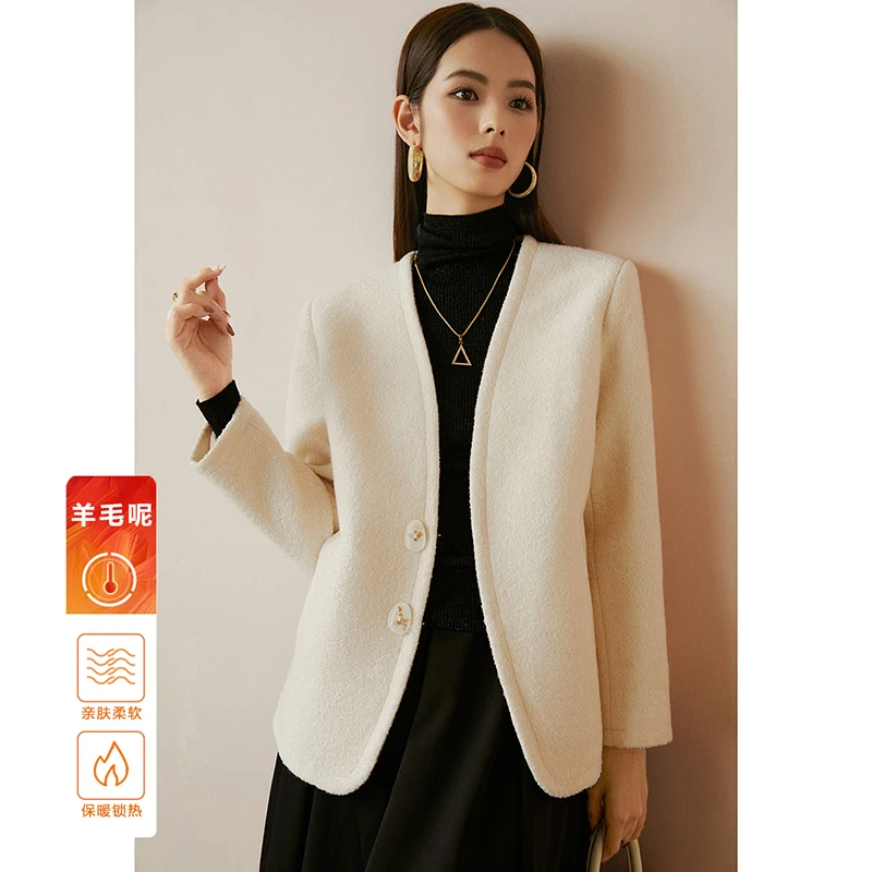 晚白【粉丝专享】冬厚外套呢外套女24071235