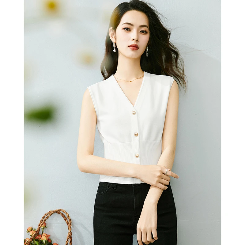 【专享】季马甲V领针织衫女24012011