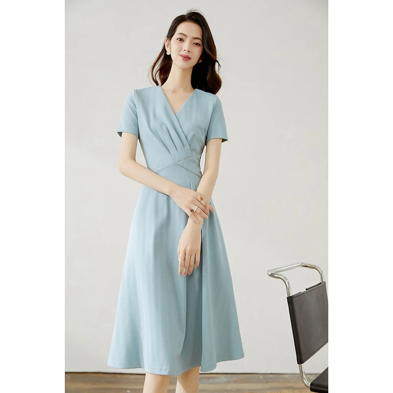 【断码清仓】裙子V领收腰连衣裙24042601