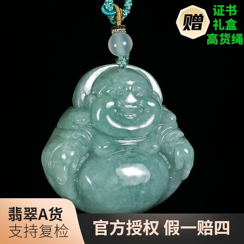 女士佛公吊坠冰透精品吊坠浅绿玉佛精雕女士雕刻时尚菠菜绿