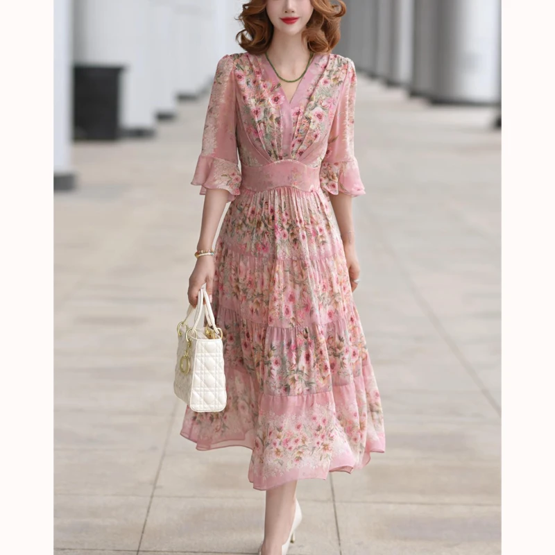 【千羽定制】气质连衣裙夏2024新款温柔风减龄甜美法式碎花裙收腰裙