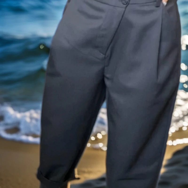 2023新款纯色面料百搭九分时尚修身夏季气质显瘦休闲裤