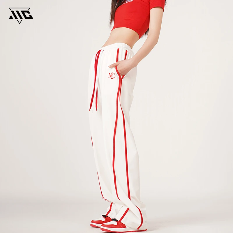 【MCMIRACLE美式裤女】夏季显瘦街舞撞色条纹运动女工装裤夏日穿搭