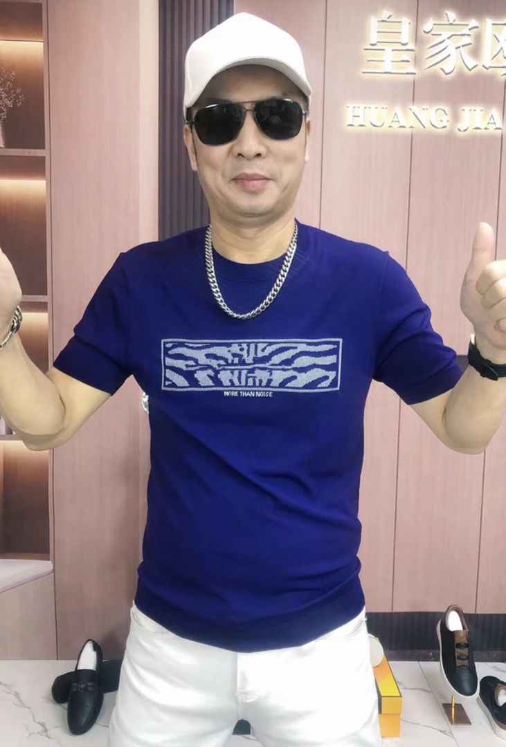 夏（特价）夏季高端轻奢奢时尚百搭天丝伊力特修身圆领短袖T恤