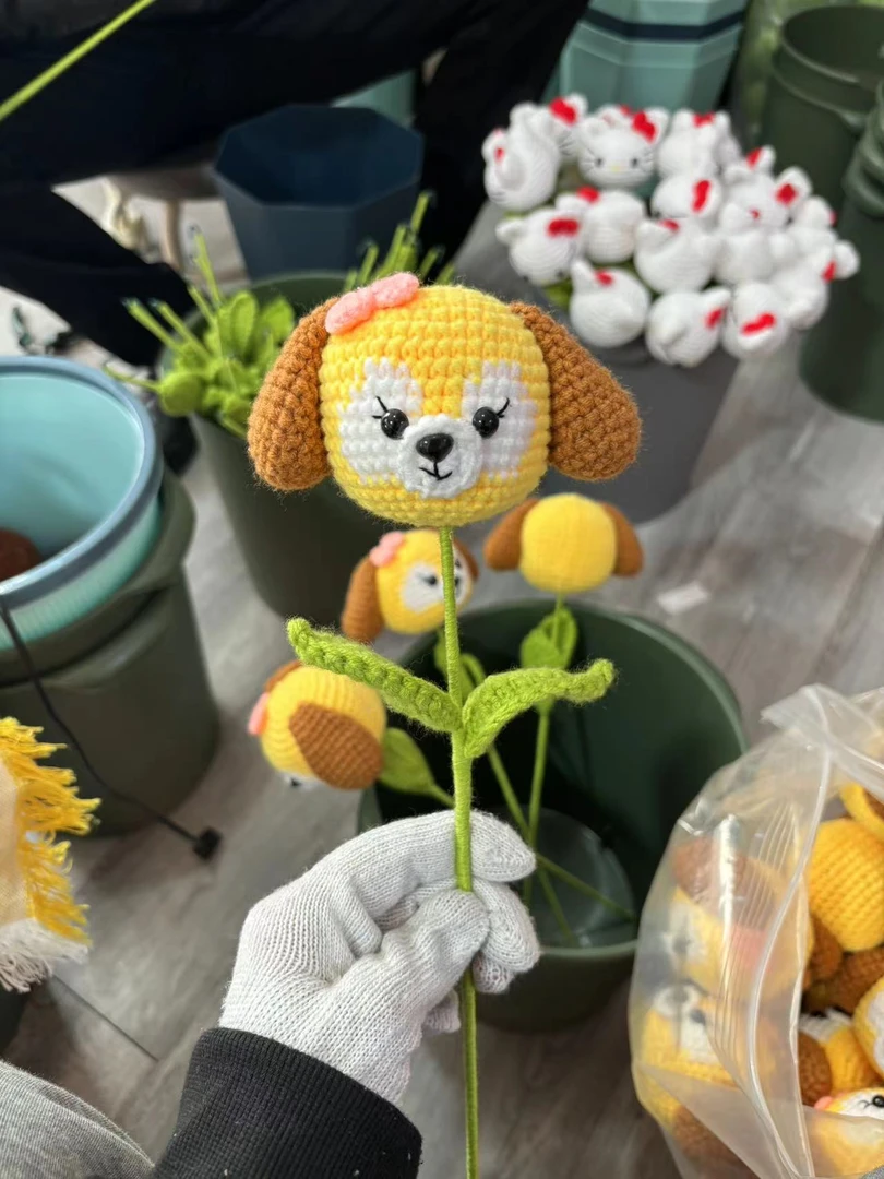 默认瑕疵款纯手工钩织毛线花大玩偶花束夜市花店摆摊花束成品礼物