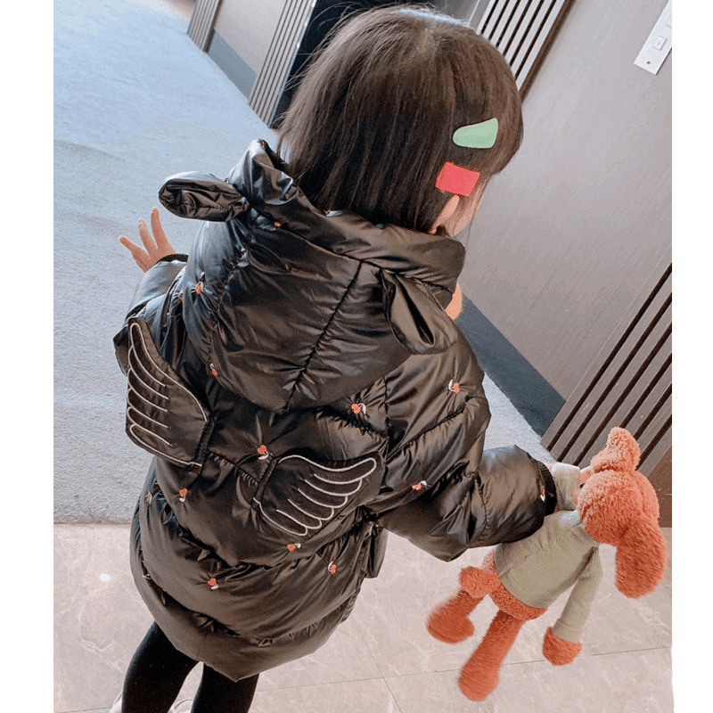 女童棉衣儿童加绒加厚冬装网红女宝宝棉服洋气棉袄外套潮亮面
