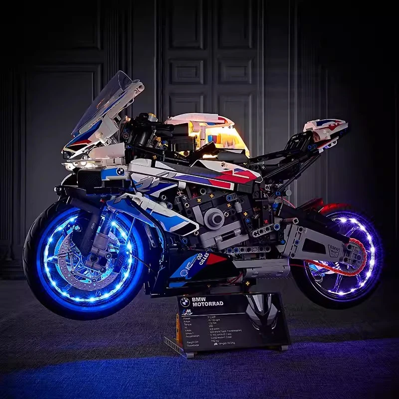 1：5宝马M1000RR机械组联动摩托车拼装玩具模型益智高难度积木礼物