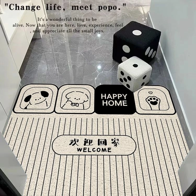 清新卡通丝圈入户门地垫玄关进门垫家用耐脏脚垫子蹭土蹭泥可裁剪