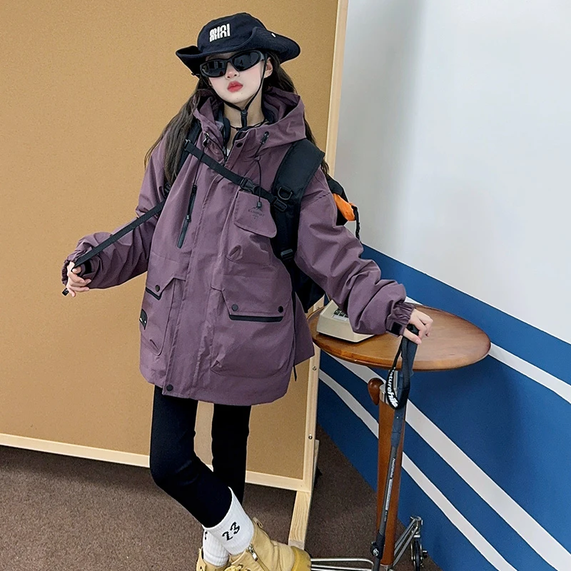 女童三合一户外冲锋衣秋冬款2024新款6-12岁15岁中大儿童春秋外套