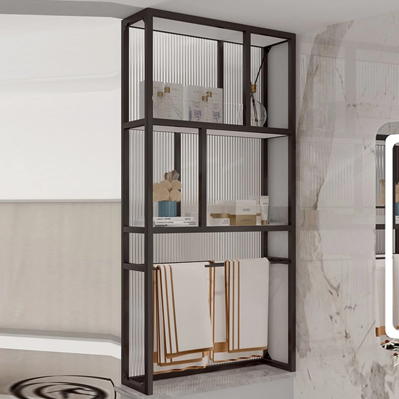 卫生间半墙隔断架带毛巾杆置物洗漱台不锈钢屏风超白长虹玻璃定制