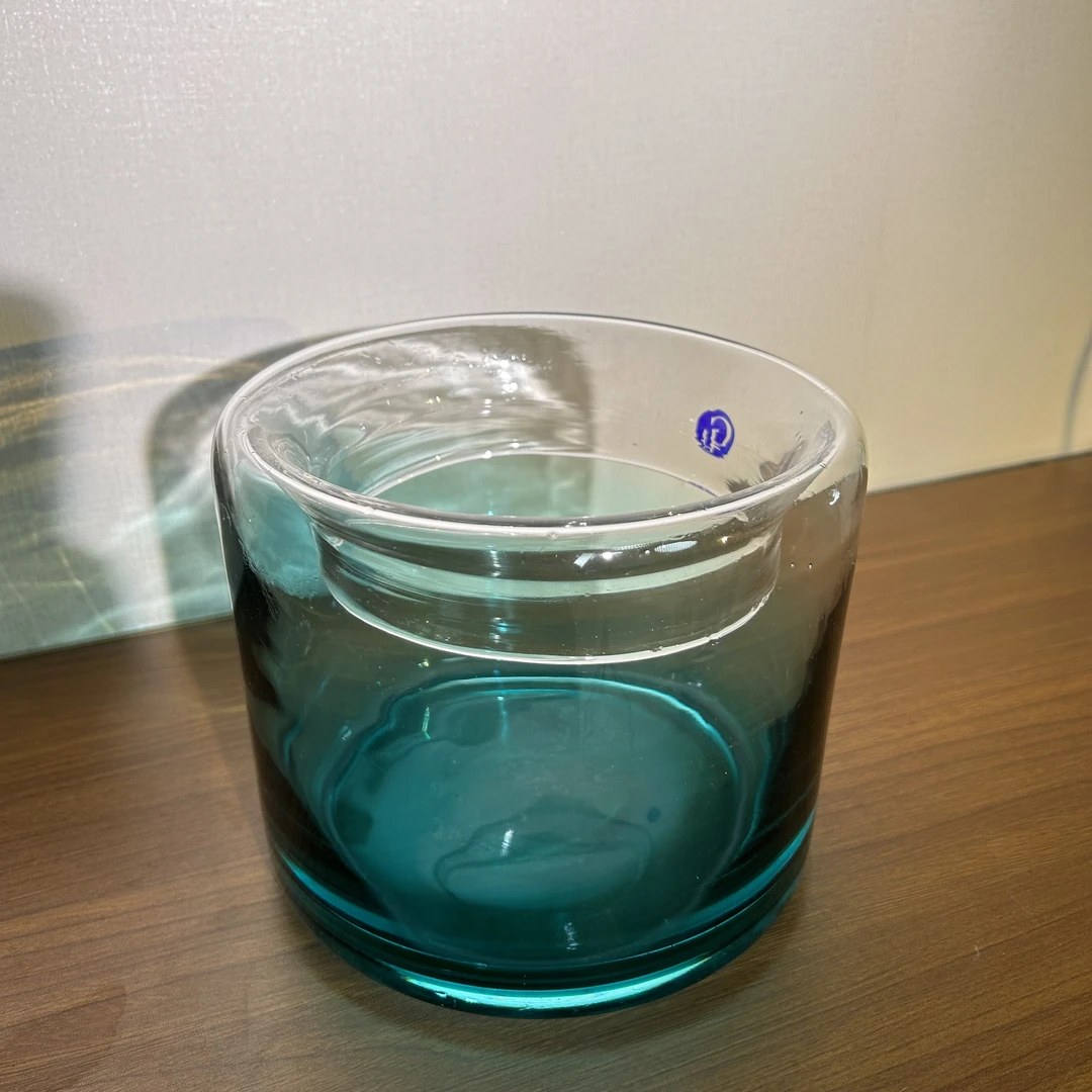 加厚透明湖绿双色渐变玻璃花瓶水培绿植收纳餐厅客厅摆件