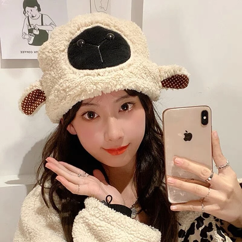 懒羊羊保暖帽网红小羊帽女秋冬季保暖护耳包头可爱百搭新款帽子