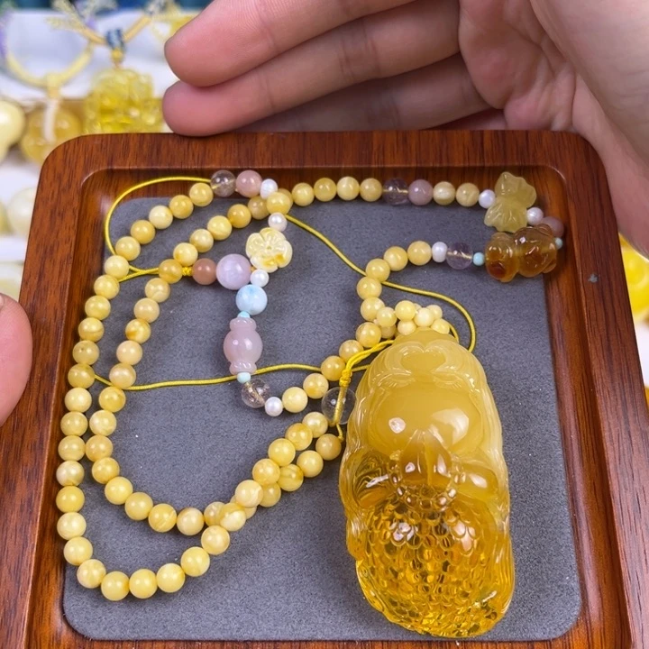 琥珀戒指未镶嵌蜜蜡美人鱼