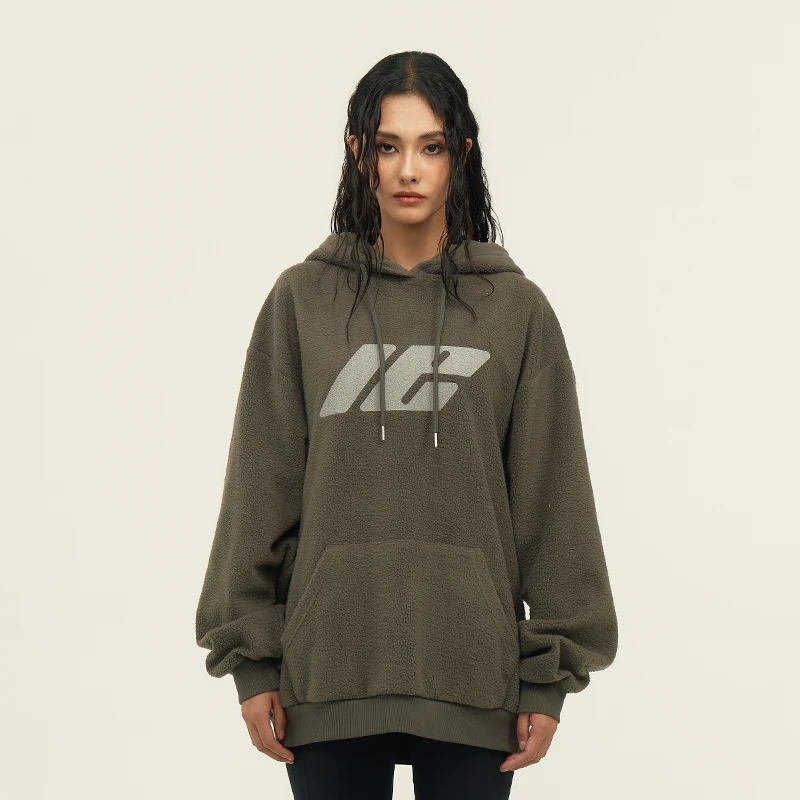 11E 摇粒绒大印花基础Logo连帽卫衣潮牌情侣帽衫秋冬