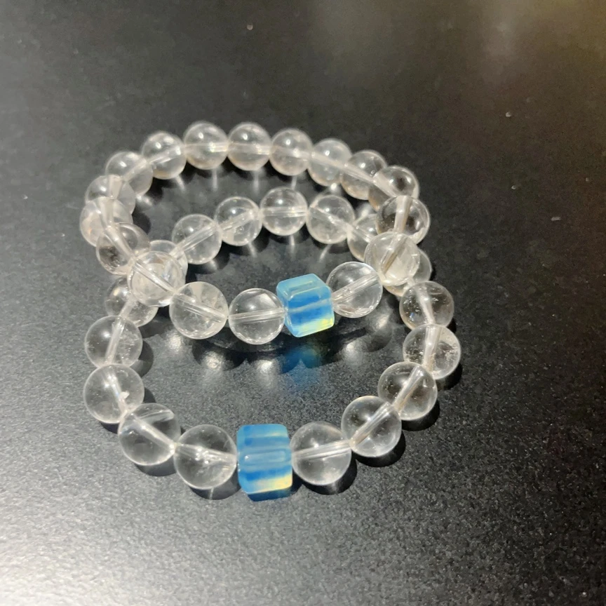 【圣玛利亚蓝】天然海蓝宝白水晶手串