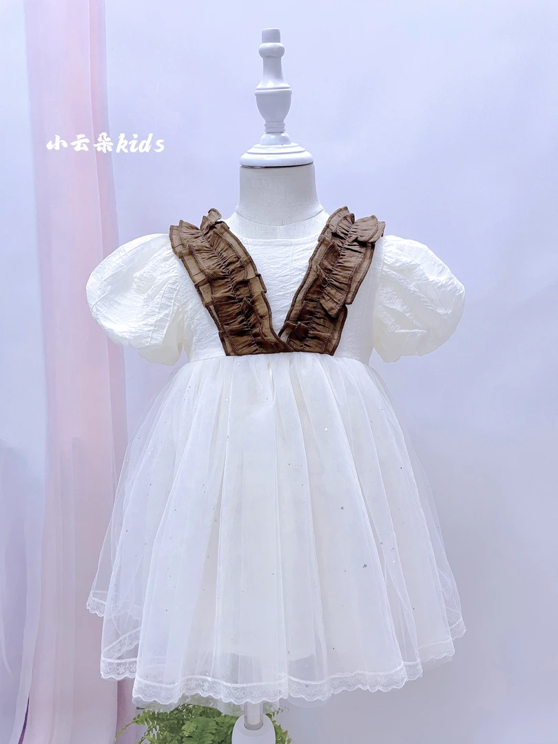 女童连衣裙新款春季儿童公主裙洋气童装儿童网纱周岁宝宝礼服
