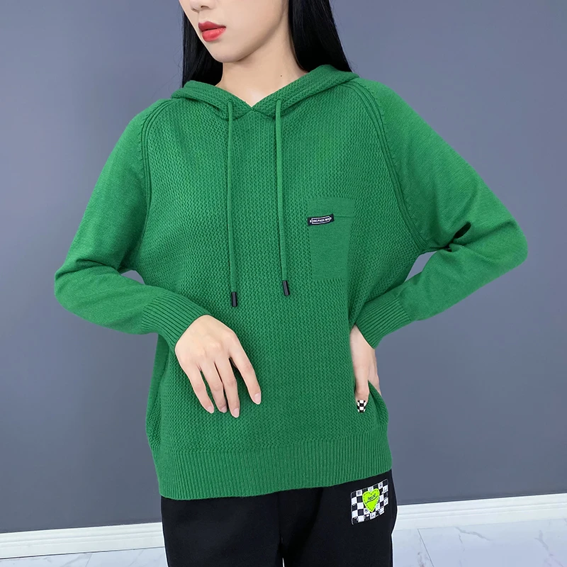 TEHAO/特郝宝藏衣橱2023新款毛衣女秋冬连帽上衣宽松休闲款美拉德