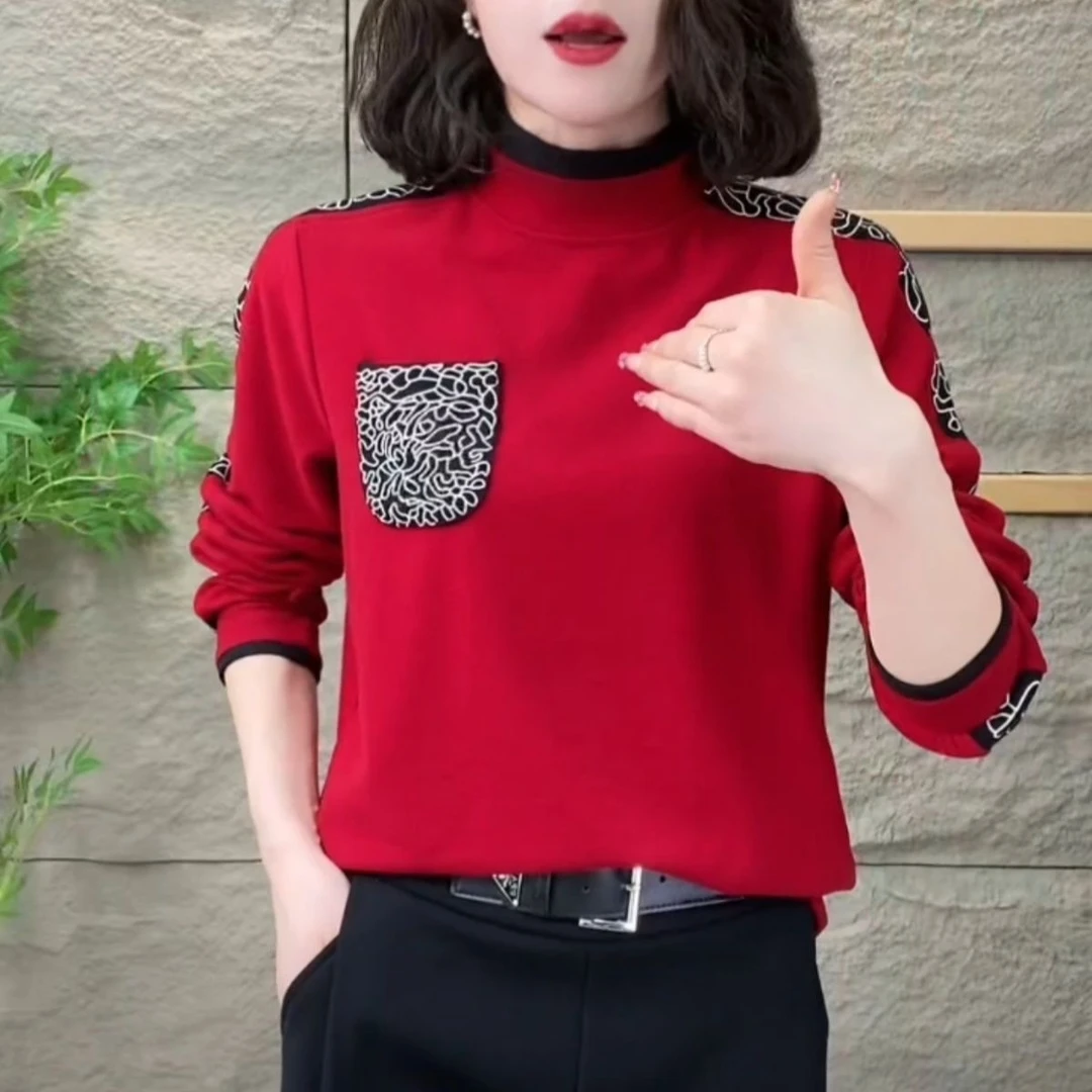 升级版加厚双面澳绒自发热洋气减龄上衣秋冬新款长袖显瘦打底衫