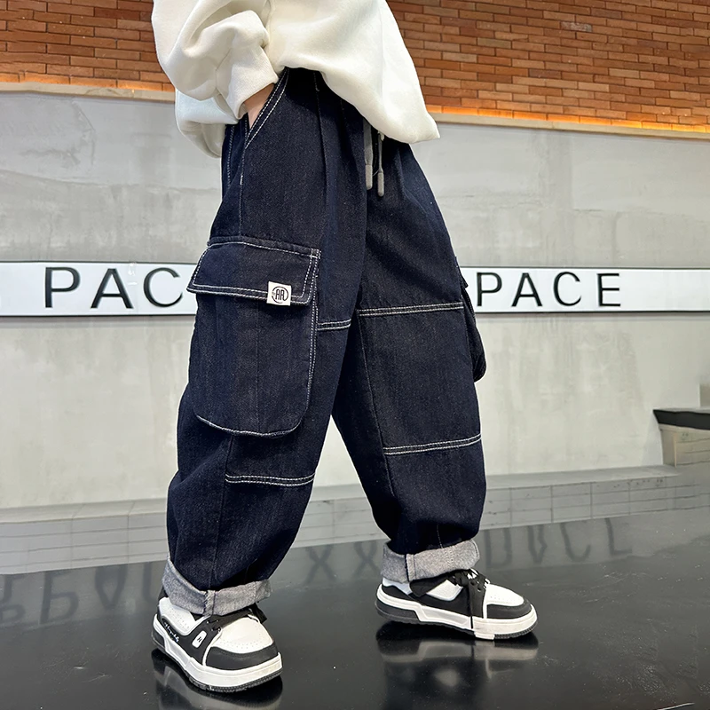 儿童男童秋装牛仔裤2025新款春秋款中大童男孩秋季裤子工装裤洋气