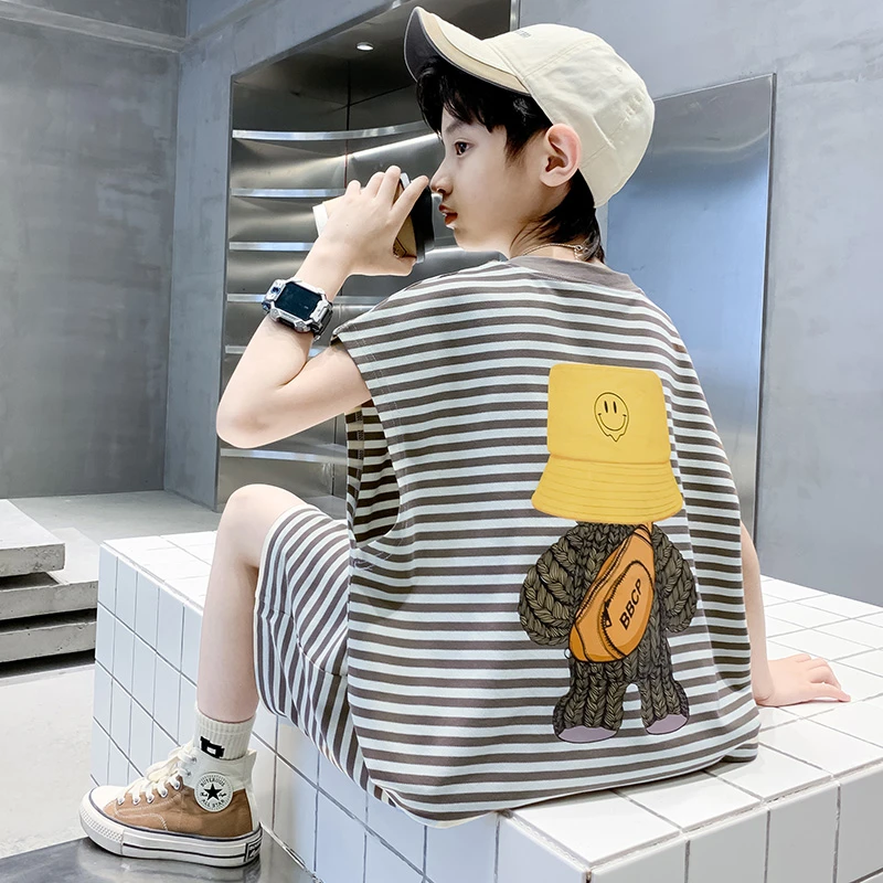 男童夏装套装2025新款男孩背心运动夏款中大儿童装夏季6-12岁潮款