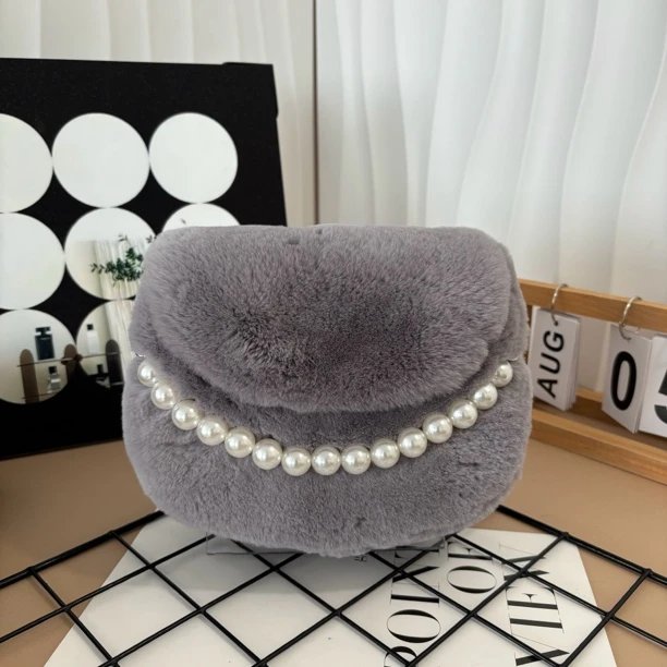 【雪曼奴】獭兔毛皮草大口红包包简约时尚百搭皮草女包